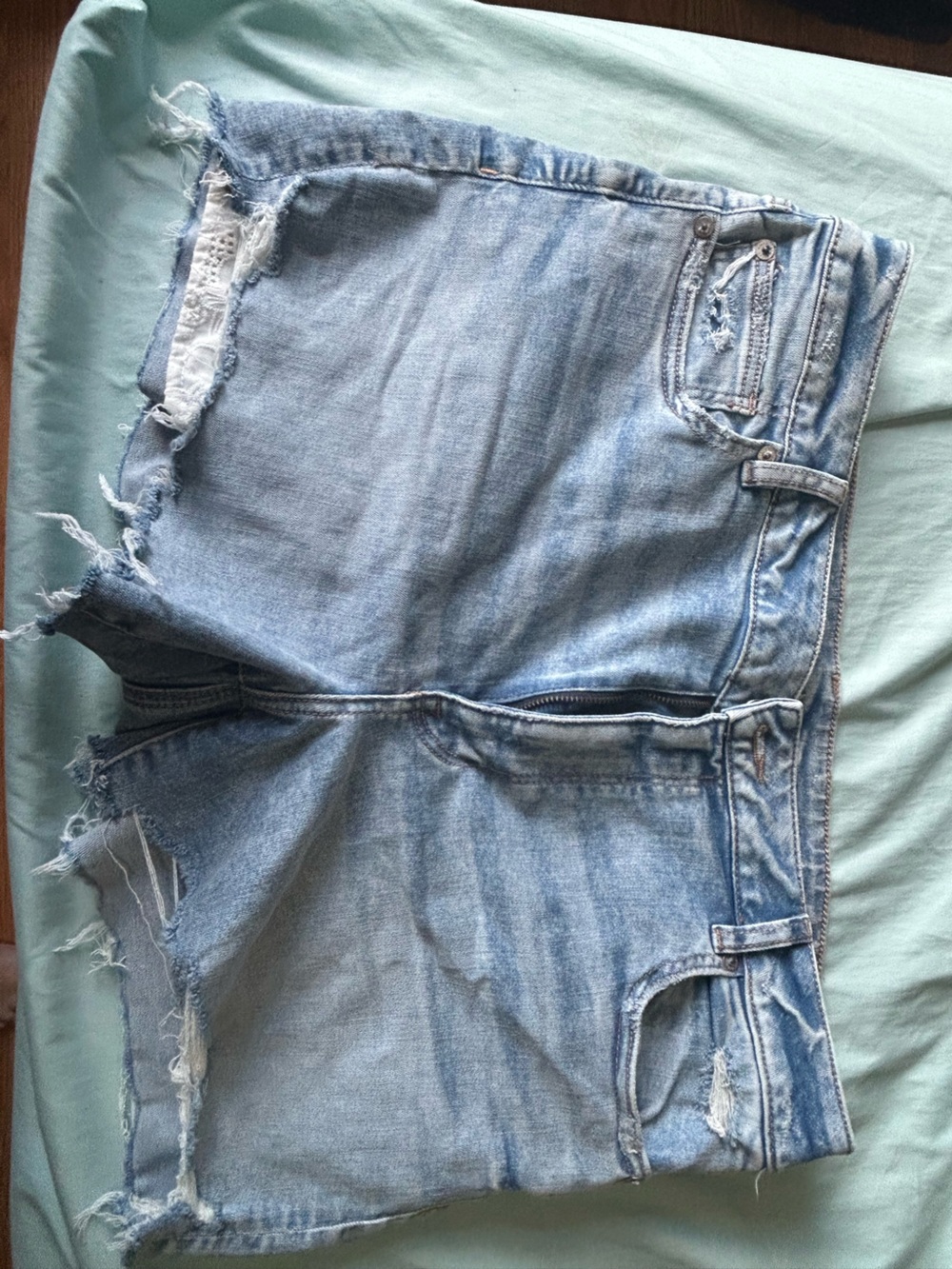 Light Blue Distressed Denim Jean Shorts